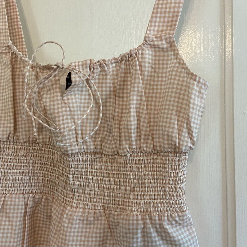 J. Crew gingham smocked waist tank